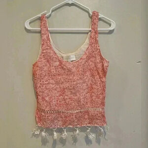 Corey Lynn Calter fringe boho linen top LIKE NEW